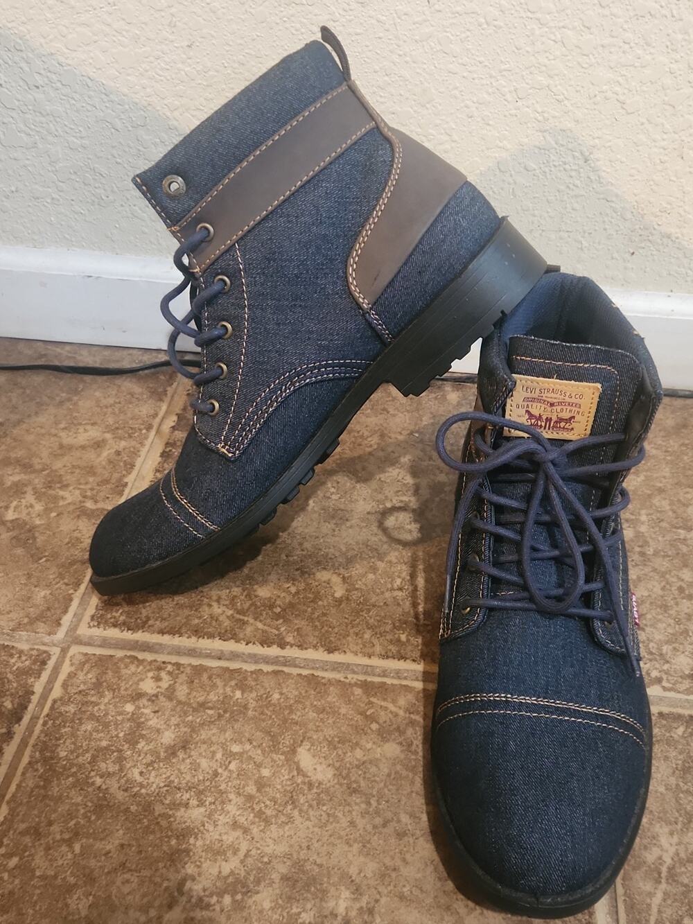 Levis Denim Utility Boots 13 Gorpcore Dark Indigo High Top Urban Rugged